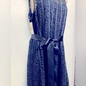 SLT New York Lace overlay Navy Party Mother of the Bride Dress Size L (14P)